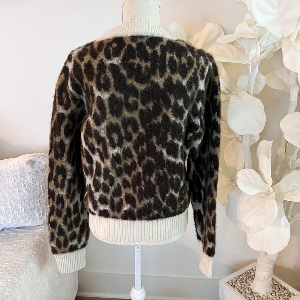 Ganni Leopard Print Crew Neck Sweater - Brown and Cream - Picture 4 of 9